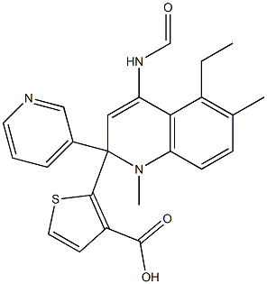 methyl 5-ethyl-2-(6-methyl-2-(pyridin-3-yl)quinoline-4-carboxamido)thiophene-3-carboxylate Struktur