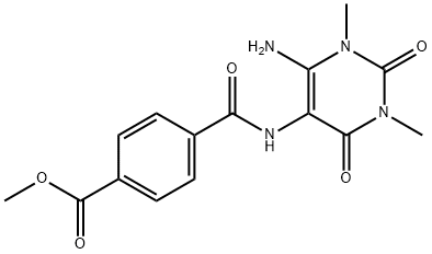 Terephthalamic  acid,  N-(6-amino-1,2,3,4-tetrahydro-1,3-dimethyl-2,4-dioxo-5-pyrimidinyl)-,  methyl  ester  (6CI) Struktur