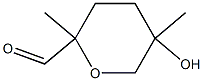 Pyran-2-carboxaldehyde, tetrahydro-5-hydroxy-2,5-dimethyl- (6CI) Struktur