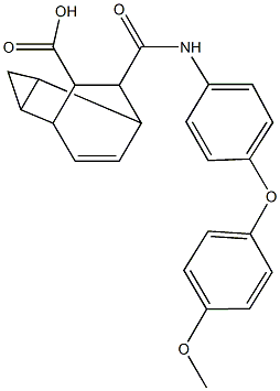 7-{[4-(4-methoxyphenoxy)anilino]carbonyl}tricyclo[3.2.2.0~2,4~]non-8-ene-6-carboxylic acid Struktur