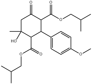 diisobutyl 4-hydroxy-2-(4-methoxyphenyl)-4-methyl-6-oxo-1,3-cyclohexanedicarboxylate Struktur