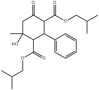 diisobutyl 4-hydroxy-4-methyl-6-oxo-2-phenyl-1,3-cyclohexanedicarboxylate Struktur