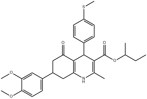 sec-butyl 7-(3,4-dimethoxyphenyl)-2-methyl-4-[4-(methylsulfanyl)phenyl]-5-oxo-1,4,5,6,7,8-hexahydro-3-quinolinecarboxylate Struktur