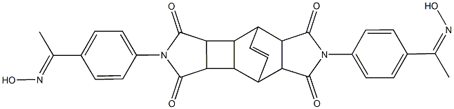 5,12-bis[4-(N-hydroxyethanimidoyl)phenyl]-5,12-diazapentacyclo[7.5.2.0~2,8~.0~3,7~.0~10,14~]hexadec-15-ene-4,6,11,13-tetrone Struktur