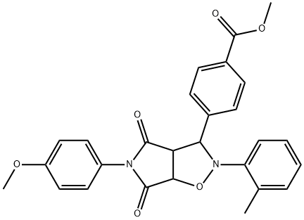 methyl 4-[5-(4-methoxyphenyl)-2-(2-methylphenyl)-4,6-dioxohexahydro-2H-pyrrolo[3,4-d]isoxazol-3-yl]benzoate Struktur