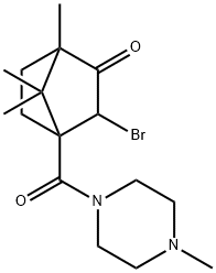 3-bromo-1,7,7-trimethyl-4-[(4-methyl-1-piperazinyl)carbonyl]bicyclo[2.2.1]heptan-2-one Struktur