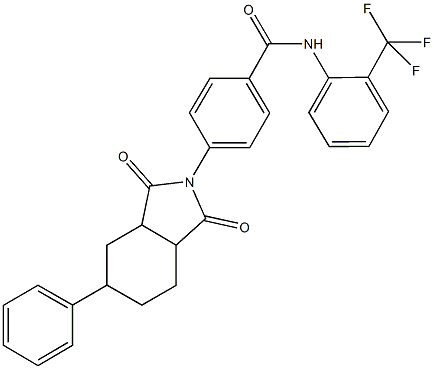 4-(1,3-dioxo-5-phenyloctahydro-2H-isoindol-2-yl)-N-[2-(trifluoromethyl)phenyl]benzamide Struktur