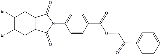 2-oxo-2-phenylethyl 4-(5,6-dibromo-1,3-dioxooctahydro-2H-isoindol-2-yl)benzoate Struktur