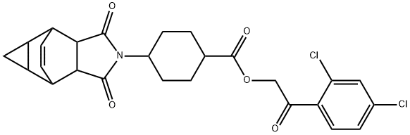 2-(2,4-dichlorophenyl)-2-oxoethyl 4-(3,5-dioxo-4-azatetracyclo[5.3.2.0~2,6~.0~8,10~]dodec-11-en-4-yl)cyclohexanecarboxylate Struktur