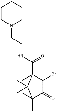 2-bromo-4,7,7-trimethyl-3-oxo-N-[2-(1-piperidinyl)ethyl]bicyclo[2.2.1]heptane-1-carboxamide Struktur