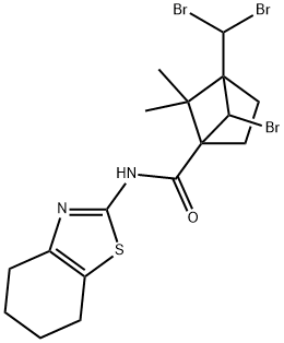 6-bromo-4-(dibromomethyl)-5,5-dimethyl-N-(4,5,6,7-tetrahydro-1,3-benzothiazol-2-yl)bicyclo[2.1.1]hexane-1-carboxamide Struktur