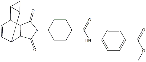 methyl 4-({[4-(3,5-dioxo-4-azatetracyclo[5.3.2.0~2,6~.0~8,10~]dodec-11-en-4-yl)cyclohexyl]carbonyl}amino)benzoate Struktur