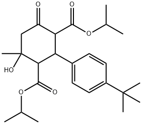 diisopropyl 2-(4-tert-butylphenyl)-4-hydroxy-4-methyl-6-oxocyclohexane-1,3-dicarboxylate Struktur