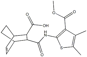 3-({[3-(methoxycarbonyl)-4,5-dimethyl-2-thienyl]amino}carbonyl)bicyclo[2.2.2]oct-5-ene-2-carboxylic acid Struktur