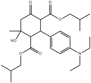 diisobutyl 2-[4-(diethylamino)phenyl]-4-hydroxy-4-methyl-6-oxo-1,3-cyclohexanedicarboxylate Struktur