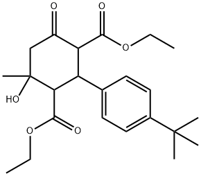 diethyl 2-(4-tert-butylphenyl)-4-hydroxy-4-methyl-6-oxocyclohexane-1,3-dicarboxylate Struktur