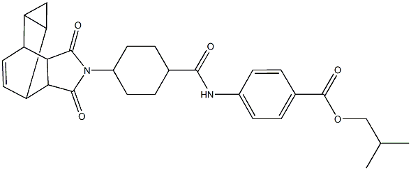 isobutyl 4-({[4-(3,5-dioxo-4-azatetracyclo[5.3.2.0~2,6~.0~8,10~]dodec-11-en-4-yl)cyclohexyl]carbonyl}amino)benzoate Struktur