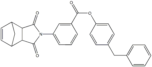 4-benzylphenyl 3-(3,5-dioxo-4-azatricyclo[5.2.1.0~2,6~]dec-8-en-4-yl)benzoate Struktur