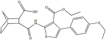 3-({[3-(ethoxycarbonyl)-4-(4-ethoxyphenyl)-2-thienyl]amino}carbonyl)bicyclo[2.2.1]heptane-2-carboxylic acid Struktur