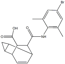 7-[(4-bromo-2,6-dimethylanilino)carbonyl]tricyclo[3.2.2.0~2,4~]non-8-ene-6-carboxylic acid Struktur