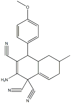 2-amino-4-(4-methoxyphenyl)-6-methyl-4a,5,6,7-tetrahydro-1,1,3(4H)-naphthalenetricarbonitrile Struktur