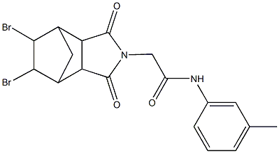 2-(8,9-dibromo-3,5-dioxo-4-azatricyclo[5.2.1.0~2,6~]dec-4-yl)-N-(3-methylphenyl)acetamide Struktur