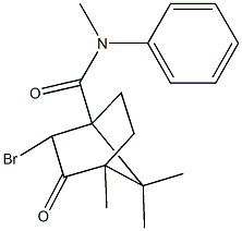 2-bromo-N,4,7,7-tetramethyl-3-oxo-N-phenylbicyclo[2.2.1]heptane-1-carboxamide Struktur