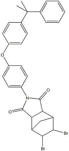 8,9-dibromo-4-{4-[4-(1-methyl-1-phenylethyl)phenoxy]phenyl}-4-azatricyclo[5.2.1.0~2,6~]decane-3,5-dione Struktur