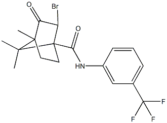 2-bromo-4,7,7-trimethyl-3-oxo-N-[3-(trifluoromethyl)phenyl]bicyclo[2.2.1]heptane-1-carboxamide Struktur