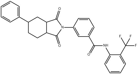 3-(1,3-dioxo-5-phenyloctahydro-2H-isoindol-2-yl)-N-[2-(trifluoromethyl)phenyl]benzamide Struktur