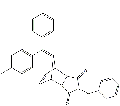 4-benzyl-10-[bis(4-methylphenyl)methylene]-4-azatricyclo[5.2.1.0~2,6~]dec-8-ene-3,5-dione Struktur