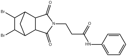 3-(8,9-dibromo-3,5-dioxo-4-azatricyclo[5.2.1.0~2,6~]dec-4-yl)-N-phenylpropanamide Struktur