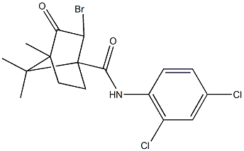 2-bromo-N-(2,4-dichlorophenyl)-4,7,7-trimethyl-3-oxobicyclo[2.2.1]heptane-1-carboxamide Struktur