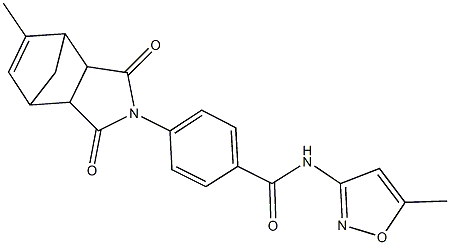 4-(8-methyl-3,5-dioxo-4-azatricyclo[5.2.1.0~2,6~]dec-8-en-4-yl)-N-(5-methyl-3-isoxazolyl)benzamide Struktur