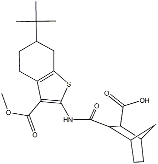 3-({[6-tert-butyl-3-(methoxycarbonyl)-4,5,6,7-tetrahydro-1-benzothien-2-yl]amino}carbonyl)bicyclo[2.2.1]heptane-2-carboxylic acid Struktur