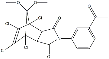 4-(3-acetylphenyl)-1,7,8,9-tetrachloro-10,10-dimethoxy-4-azatricyclo[5.2.1.0~2,6~]dec-8-ene-3,5-dione Struktur