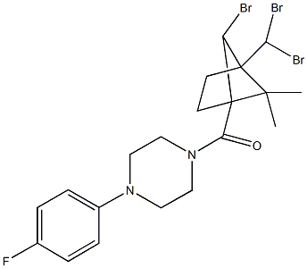 1-{[6-bromo-4-(dibromomethyl)-5,5-dimethylbicyclo[2.1.1]hex-1-yl]carbonyl}-4-(4-fluorophenyl)piperazine Struktur