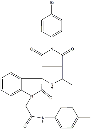 N-(4-methylphenyl)-2-(4'-methyl-2'-{4-bromophenyl}-1',3'{2'H,3'aH}-trioxo-2,3,3'a,4',6',6'a-hexahydrospiro{1H-indole-3,6'-pyrrolo[3,4-c]pyrrole}-1-yl)acetamide Struktur