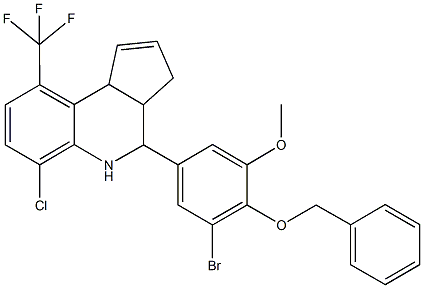 4-[4-(benzyloxy)-3-bromo-5-methoxyphenyl]-6-chloro-9-(trifluoromethyl)-3a,4,5,9b-tetrahydro-3H-cyclopenta[c]quinoline Struktur