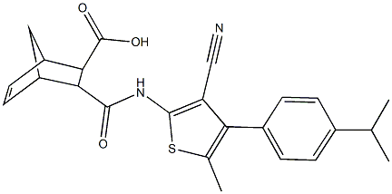 3-({[3-cyano-4-(4-isopropylphenyl)-5-methyl-2-thienyl]amino}carbonyl)bicyclo[2.2.1]hept-5-ene-2-carboxylic acid Struktur