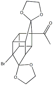 1-(9'-bromo-dispiro{1,3-dioxolane-2,6'-pentacyclo[5.3.0.0~2,5~.0~3,9~.0~4,8~]decane-10',2''-[1,3]-dioxolane}-5'-yl)ethanone Struktur