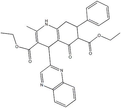 diethyl 2-methyl-5-oxo-7-phenyl-4-(2-quinoxalinyl)-1,4,5,6,7,8-hexahydro-3,6-quinolinedicarboxylate Struktur