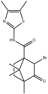 2-bromo-N-(4,5-dimethyl-1,3-thiazol-2-yl)-4,7,7-trimethyl-3-oxobicyclo[2.2.1]heptane-1-carboxamide Struktur