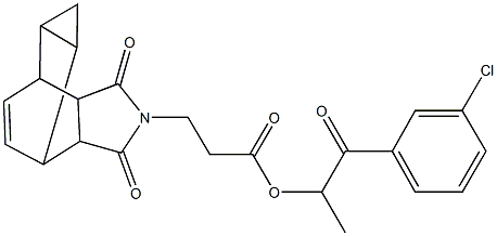 2-(3-chlorophenyl)-1-methyl-2-oxoethyl 3-(3,5-dioxo-4-azatetracyclo[5.3.2.0~2,6~.0~8,10~]dodec-11-en-4-yl)propanoate Struktur