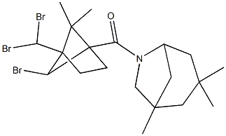 6-{[6-bromo-4-(dibromomethyl)-5,5-dimethylbicyclo[2.1.1]hex-1-yl]carbonyl}-1,3,3-trimethyl-6-azabicyclo[3.2.1]octane Struktur