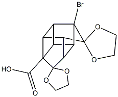 9'-bromo-dispiro([1,3]-dioxolane-2,6'-pentacyclo[5.3.0.0~2,5~.0~3,9~.0~4,8~]decane-10',2''-[1,3]-dioxolane)-5'-carboxylic acid Struktur