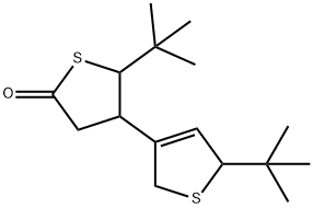 5-tert-butyl-4-(5-tert-butyl-2,5-dihydrothien-3-yl)dihydrothiophen-2(3H)-one Struktur