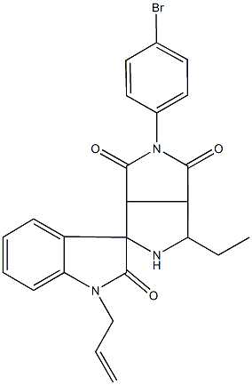 1'-allyl-2-(4-bromophenyl)-4-ethyl-1',3',3a,4,6,6a-hexahydrospiro(pyrrolo[3,4-c]pyrrole-6,3'-[2'H]-indole)-1,2',3(2H,3aH)-trione Struktur