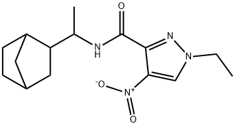 N-(1-bicyclo[2.2.1]hept-2-ylethyl)-1-ethyl-4-nitro-1H-pyrazole-3-carboxamide Struktur