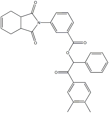 2-(3,4-dimethylphenyl)-2-oxo-1-phenylethyl 3-(1,3-dioxo-1,3,3a,4,7,7a-hexahydro-2H-isoindol-2-yl)benzoate Struktur